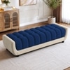 Resco  Velvet 2 Seater 4 Feet Ottoman Bench in Navy Blue & Cream  Color