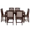 Globally Indian Compact Wooden 6 Seater Dining Table Set – Comfortable 6 Upholstered Seat and Back in Brown Sapphire