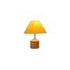 Jeanette Yellow Fabric Shade Table Lamp with Natural Wooden Base