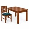 Globally Indian Ratna Solid Sheesham Wood 4 Seater Dining Table Set 4 Chairs Teal Green
