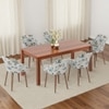 Atlas Solid Wood 6 Seater Compact Dining Table with 6 Rochelle Lounge Chair