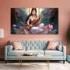 The Castle Decor Goddess Saraswati Wall Painting Wooden Framed 27x48 Inch (Style 2)