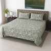 Off White & Green  Color Floral 400 TC Cotton Flat Super King Bed Size Bedsheet With 2 Pilllow Covers  Threads