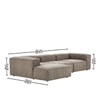 Elegantedge Wood Right Aligned 3-Seater With Upholstery Non Storage Sofa In Grey Colour