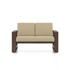 Moreno 2 Seater Solid Wood Sofa in Danish Walnut Finish and Almond Beige Fabric