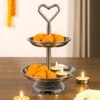 Metalsmith Two Tier Serveware Stand with Heart Handle Silver Finish