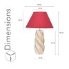 BURFORD  Distress White Finish  Wood  Table Lamp With Maroon Cotton Shade