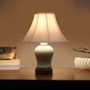 Devansh Off-White Cotton Shade Lamp With Wood & Mosaic Glass Base For Decoration/Office/Home/Gifting/Study For Decoration/Office/Home/Gifting/Study