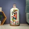 Auspicious Krishna Hand Painted White Glass Shade Table Lamp