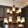 Eliante 13-Light Chandelier, Mild Steel Glass And Wood, Modern Hanging Ceiling Light Fixture