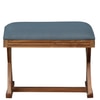 Calvebrook Solid Wood Ottoman in Blue Fabric