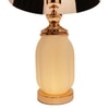 ELARE Glass Table LED Lamp Royal Brass Antique Finish Diamond Cut Glass Warm White Lampshade
