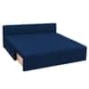 Marteen 3 Seater Velvet Pull Out Sofa Cum Bed in Navy Blue Color With Storage