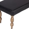 Cairo Sheesham Wood Accent 3 Seater Bench In Black Leatherite
