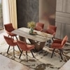 Paloma 6 Seater Jupiter Spanish Ceramic Dining Table With 6  Bren Dining Chairs (Finish : Jupiter Spanish Ceramic, Chair Colour : Auburn)