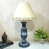 Grey Stone Finish Handpainted And Hancarved Distress Wooden Table Lamp