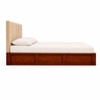 Zyra Solid Wood Queen  Size Upholstered Bed With Hydraulic Storage (Provincial Teak Finish, Beige Colour)