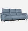 Levanto Half Leather 3 Seater Zero Wall Electric Recliner Sofa in Ocean Blue