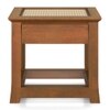 Fujiwara Solid Wood And Cane Bedside Table In Amber Walnut Finish