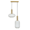 Maloto 2 Light Frosted White Luster And Brass Hanging Pendant Light