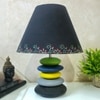 Multicolour Handpainted And Hancarved Distress Wooden Stone Finish Table Lamp
