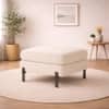 Doe Buck Luxe Boucle Square Ottoman in White Colour with Black Metal Legs