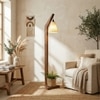 Charles Beige Jute Floor Lamp with Beige Jute Base