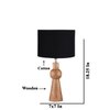 Devansh Black Cotton Table Lamp With  Wood Natural Base (7X18.25 Inches)-3
