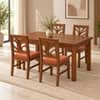 Globally Indian Vallari Solid Sheesham Wood 4 Seater Dining Table Set 4 Chairs Terracotta Orange