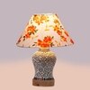 Devansh Conical Multi Cotton Shade Lamp With Wood & Mosaic Glass Base For Decoration/Office/Home/Gifting/Study For Decoration/Office/Home/Gifting/Study -(10X10X14.5) Inches -A