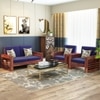 Maruti 2+1+1 Seater Wooden Sofa (BLUE Colour, Teak Finish)