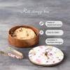 Allure Mango Wood Roti Box With Tong Pink