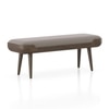 Nuvo Solid Wood Upholstered Bench In Danish Walnut Finish and Shitake Beige Colour