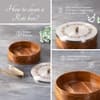 Inscribe Acacia Wood Roti Box With Tong Silver