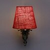 Devansh Metal Electric Wall Light in Antique Gold Colour with Maroon Shade Count of 1 Light