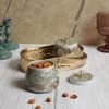 Bird Print Metal Jar With Basket Set Of 3 In Multicolor Colour