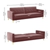 Calisa 3 Seater Velvet Sofa Cum Bed in Pink colour