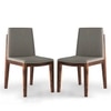 Galatea Solid Wood Dining Chair in Teak Finish & Grey Colour - Set of 2