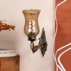 Devansh Metal Electric Wall Light in Antique gold Colour with Lavender Shade Count of 1 Light