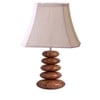 Devansh Off-White Rectangular Cotton Table Lamp With Wood Pebble Lamp (12X8X16.5) Inches