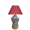 Devansh Conical  Maroon Jute Shade  Lamp With  Wood & Mosaic Glass Base For Decoration /Office/Home/Gifting/Study For Decoration /Office/Home/Gifting/Study -(10X10X14.5) Inches -