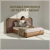 Elowen Softline King Size Bed in velvet With Oak wood Frame & Hydraulic Storage