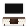 BLUEWUD Wilbrome Mini Engineering Wood Floor Standing TV Entertainment Unit Set Top Box Stand/TV Panel Cabinet with Shelves for Books & Decor Display Unit, Upto 55 Inches (Brown Maple & White)