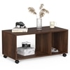 BLUEWUD Taury Engineered Wood Coffee Center Sofa Tea/Teapoy Console Table with Wheels or Casters for Sofa Set Living Room Home Hall Furniture (Brown Maple)