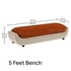 Marko Velvet 2 Seater 5 Feet Ottoman Bench in Orange & Cream  Color