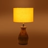 Devansh Yellow Cotton Table Lamp With  Wood Natural Base (7X13 Inches)-6