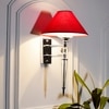 Aberdeenshire Glass and shiny Brass Wall Light With Maroon Cotton Shade