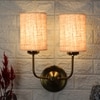 Devansh Metal Electric Wall Light in Gold Colour with Beige Shade Count of 2 Lights