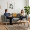 Scandinavian Civic Three Seater Sofa Dark Grey Natural Wood Finish