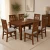 Globally Indian Vihana Solid Sheesham Wood 6 Seater Dining Table Set 6 Chairs Grey